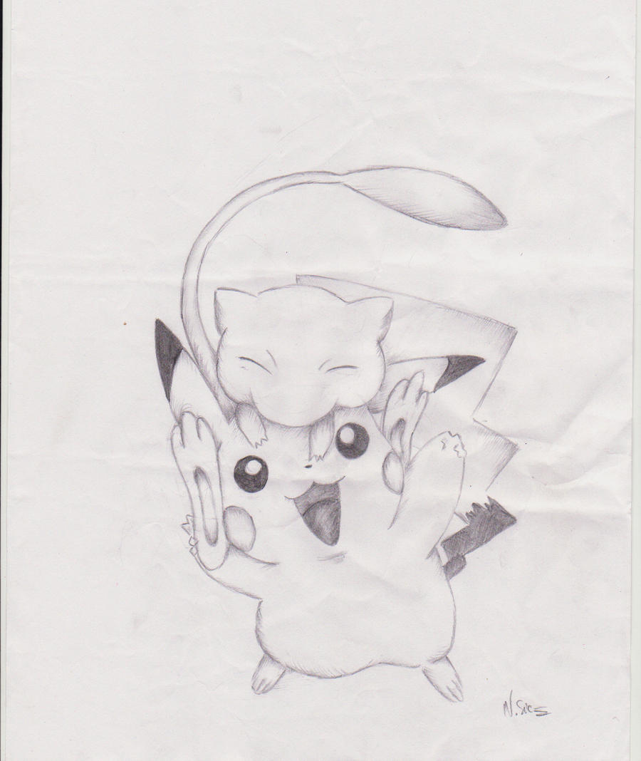 Mew and Pikachu by rahless on DeviantArt