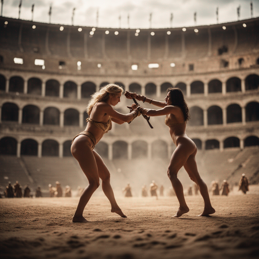 Two Naked Warrior Woman Fighting In The Coliseum By AussieDave1969 On two-naked-warrior-woman-fighting-in-the-coliseum-by-aussiedave1969-on