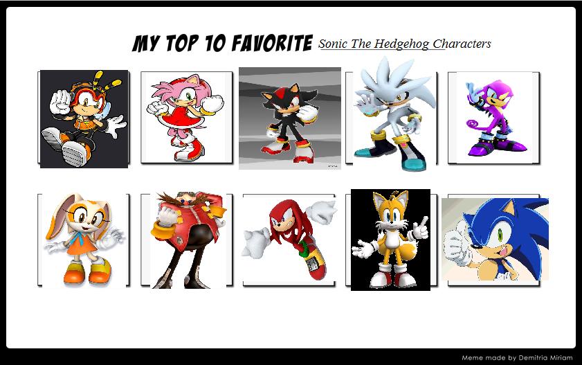 Top 10 Sonic Characters by Foxboy614 on DeviantArt