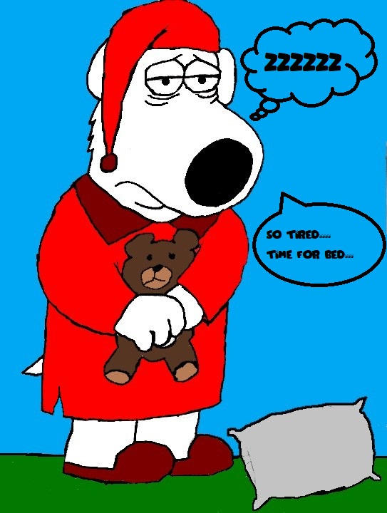 Sleepy Brian Griffin In Pajamas (With Dialogue)