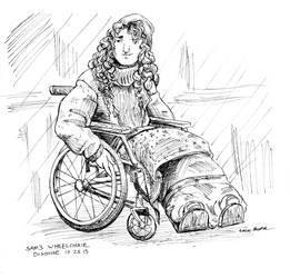 Inktober #25 - Sam's Wheelchair Disguise by OnTheMountainTop