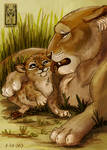 Lioness and Cub by OnTheMountainTop