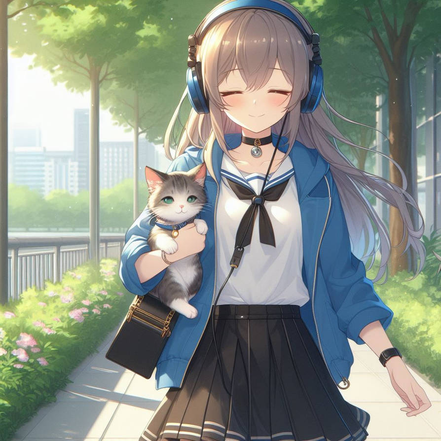 Anime girl and cat by BigFanBud123 on DeviantArt