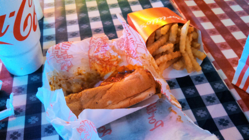 Portillo's Chili Cheese Dog and Crinkle Cut Fries