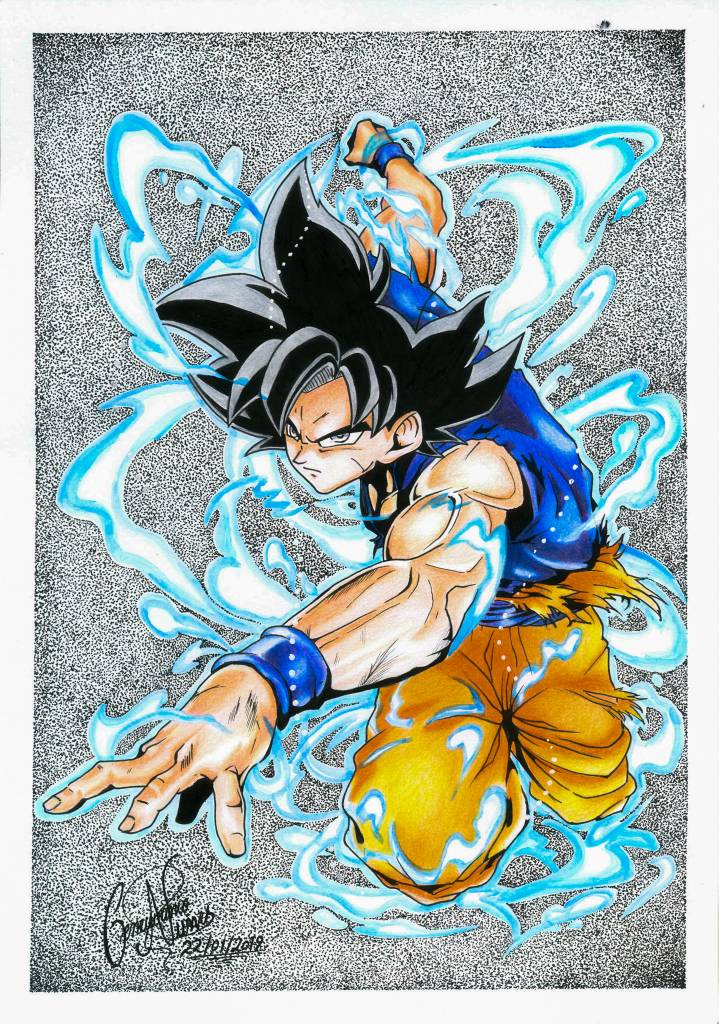 Desenho goku instinto superior completo