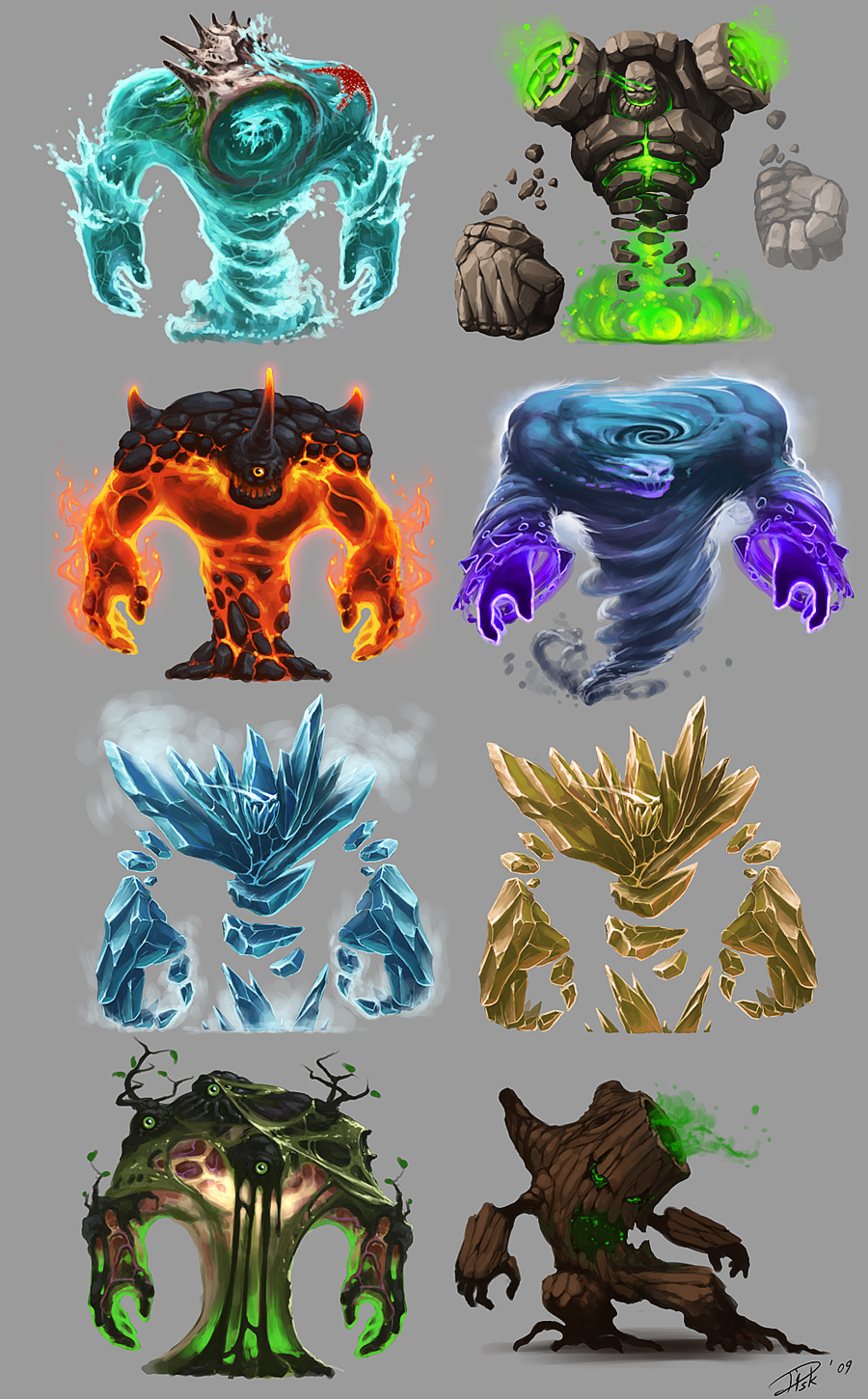 elementals_golems by d1sk1ss on DeviantArt