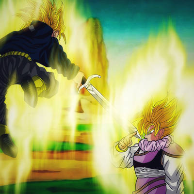  Goku detiene la espada de Trunks by Theorys1 on DeviantArt