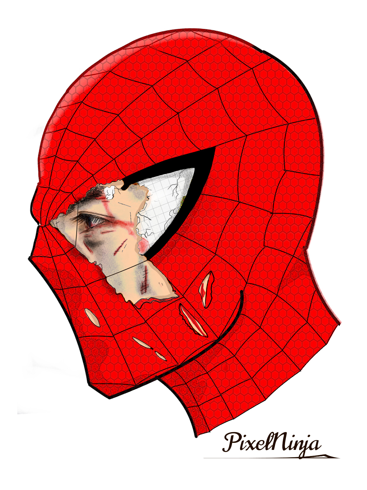 Spiderman Ripped Mask by H2KSHIELD on DeviantArt
