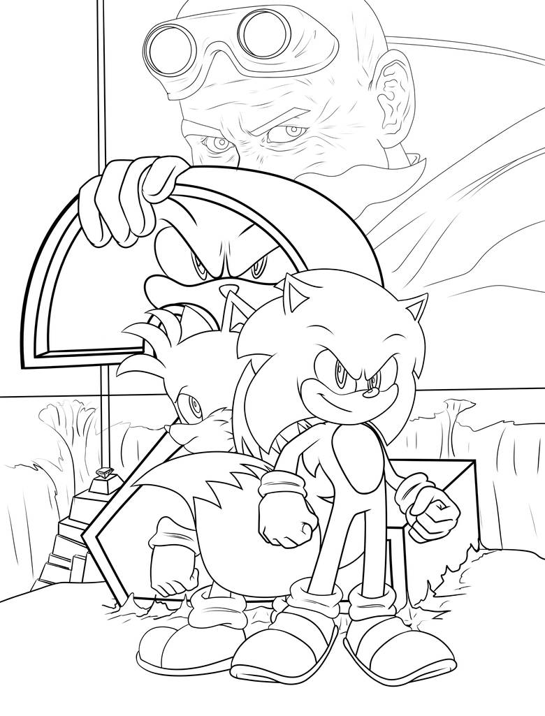 Sonic 2 Movie poster line art from Mar 31, 2022 by lANGXl on DeviantArt