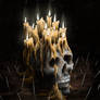 candles on skull