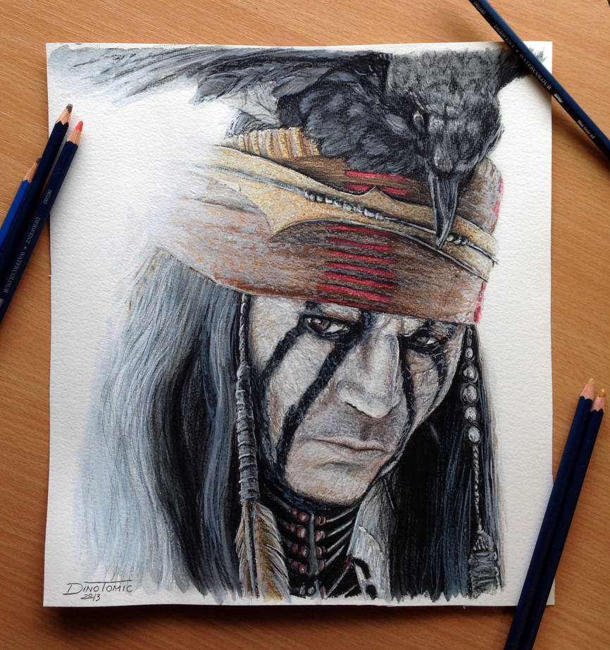 The Lone Ranger-Tonto Color Pencil Drawing by AtomiccircuS
