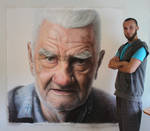 Mixed media portrait of my Grandfather by AtomiccircuS