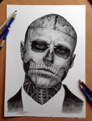 My pencil drawing of Rick Genest aka Zombie boy