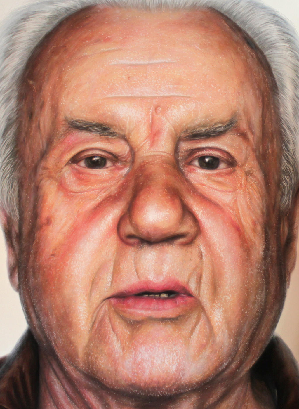 Mixed media portrait of my Grandfather ( detail ) by AtomiccircuS