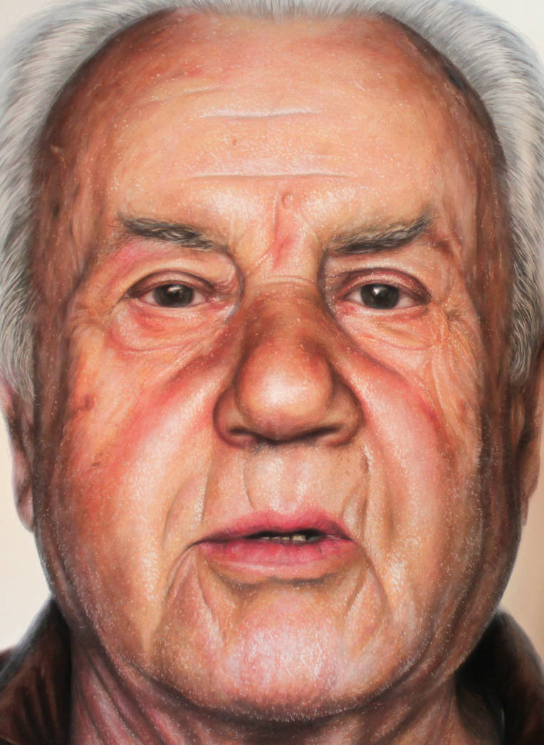 Mixed media portrait of my Grandfather ( detail ) by AtomiccircuS