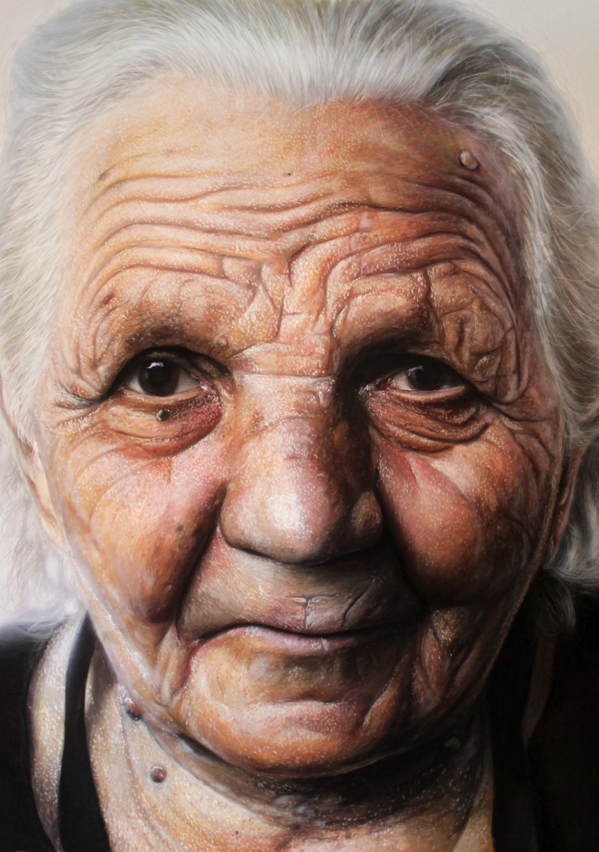 Mixed media portrait of my Grandmother ( detail )