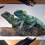 Chinese water Dragons Color Pencil Drawing