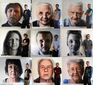 Large Scale Mixed Media Family Portraits