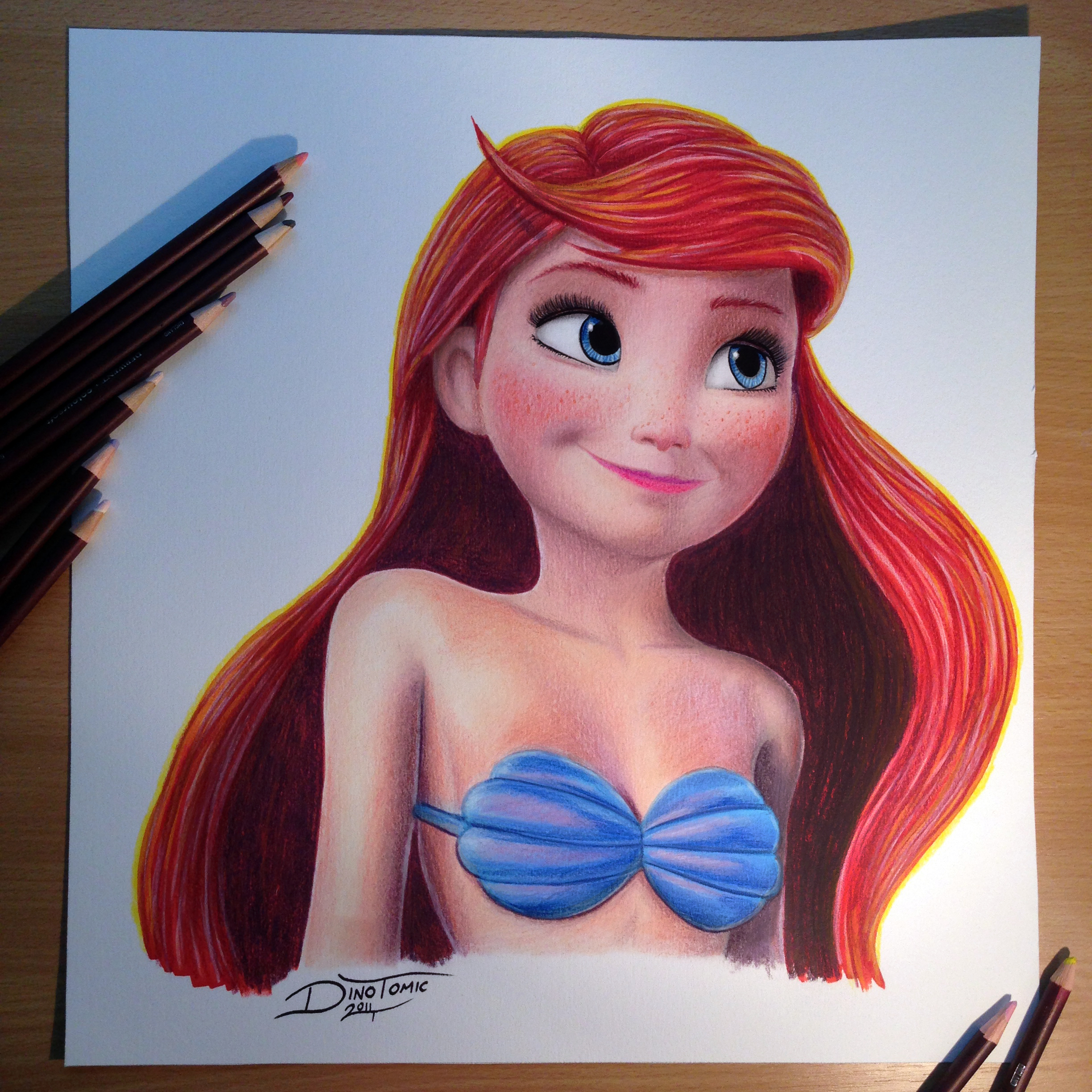 Ariel Color Pencil Drawing by AtomiccircuS on DeviantArt