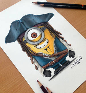 Minion Captain Jack Sparrow Pencil Drawing