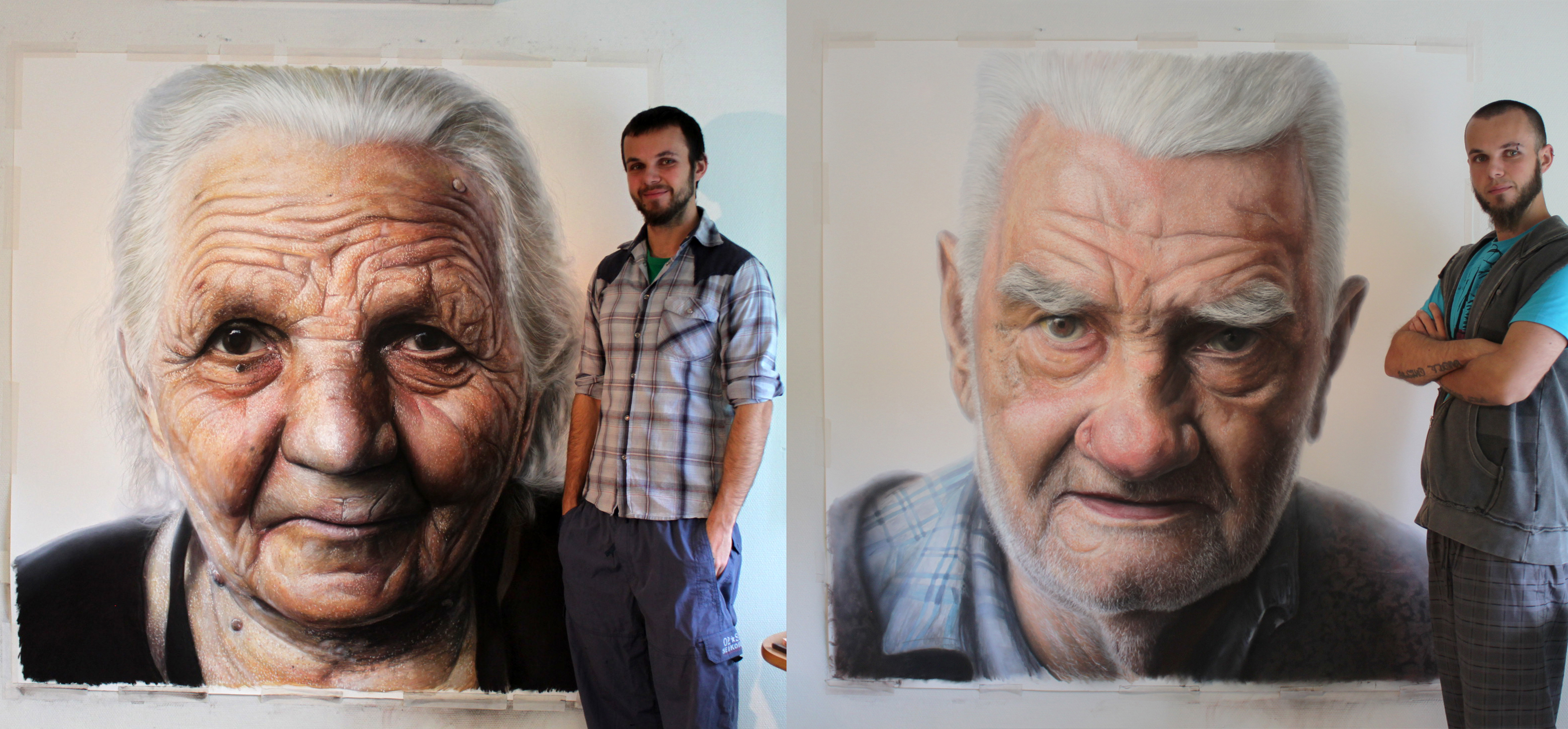 Mixed media portrait of my Grandparents