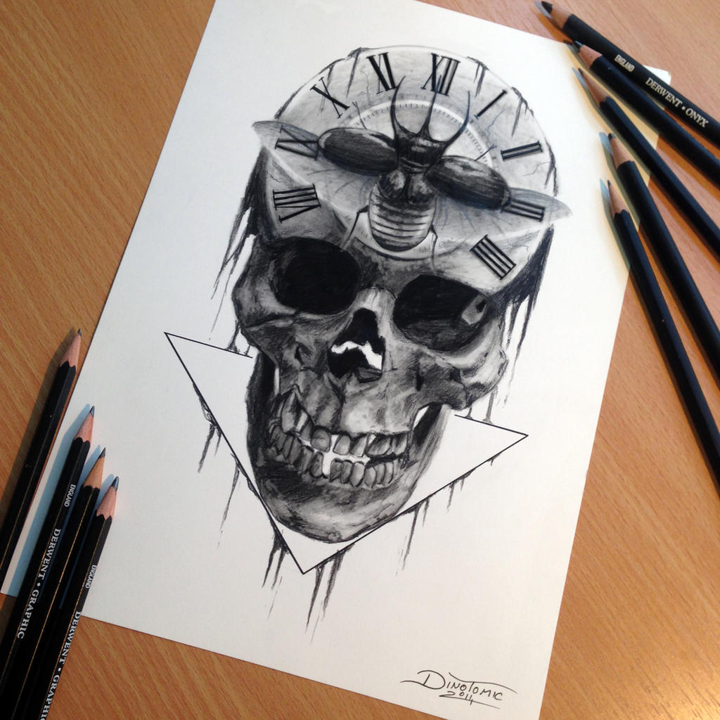 Skull Pencil Drawing by AtomiccircuS