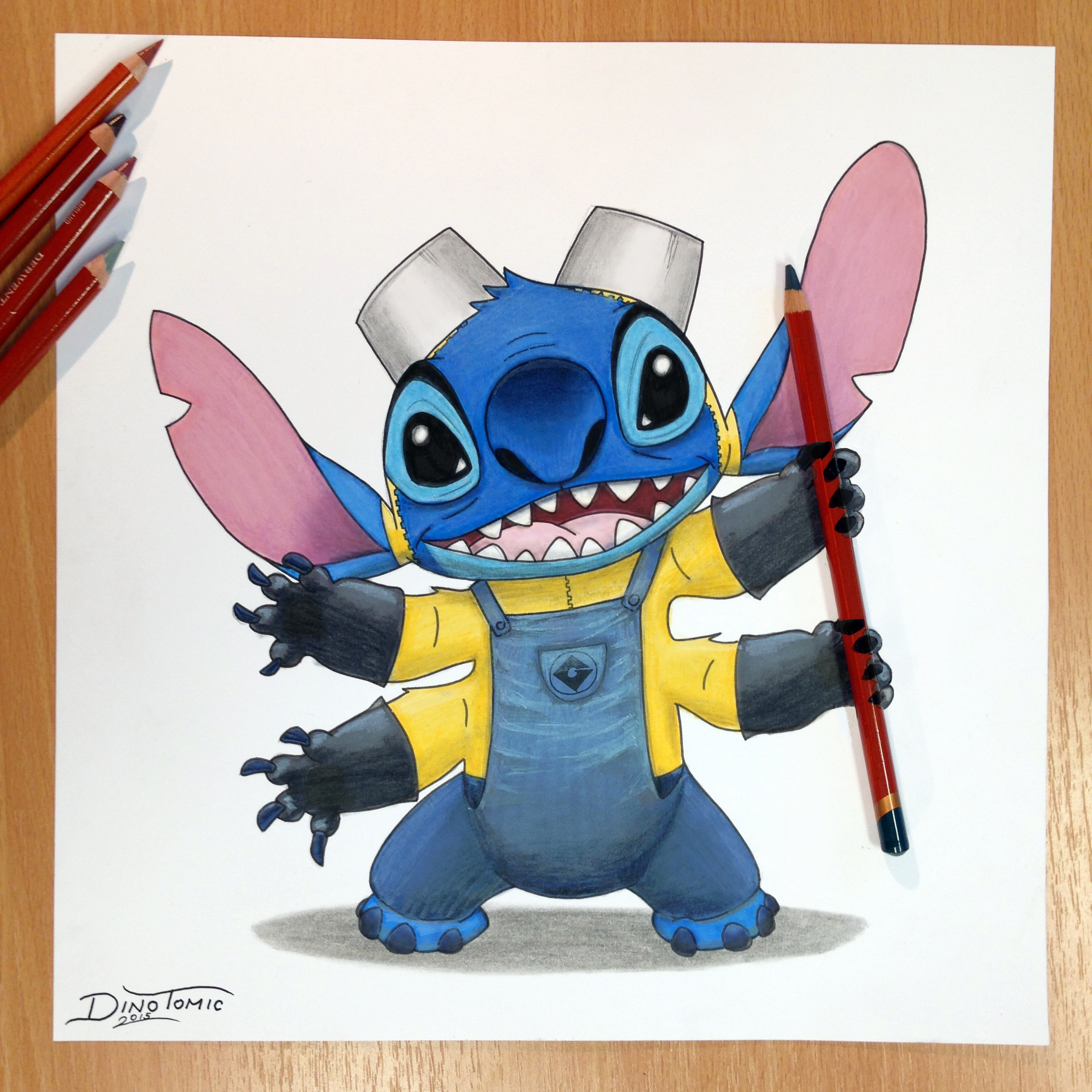 Stitch + Minion Pencil Drawing