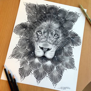 Ornament Lion Pencil Drawing