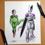 Frieza and Cell Pencil Drawing