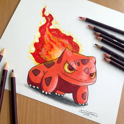 Bulbasaur Fire Starter Drawing by AtomiccircuS