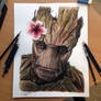 Groot Color Pencil Drawing