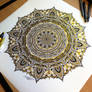 Golden Mandala Pen Drawing