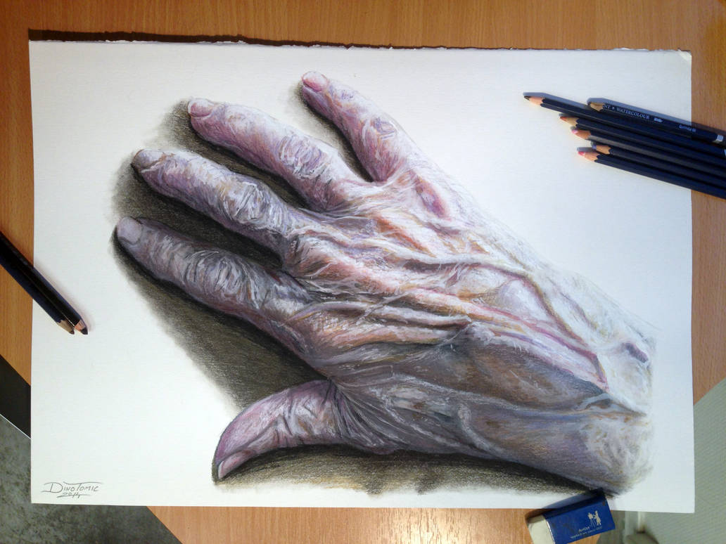Old Hand Color Pencil Drawing by AtomiccircuS on DeviantArt