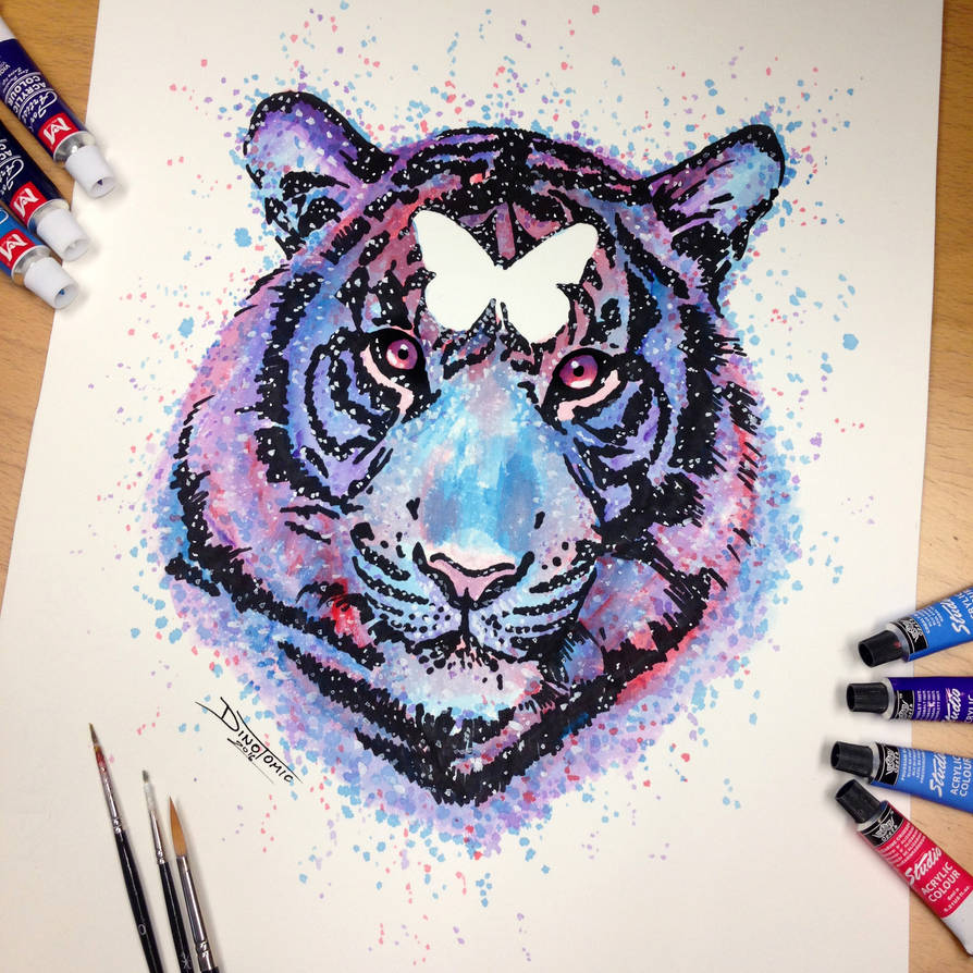 Tiger Splatter Drawing by AtomiccircuS