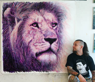 Large Lion Splatter Painting