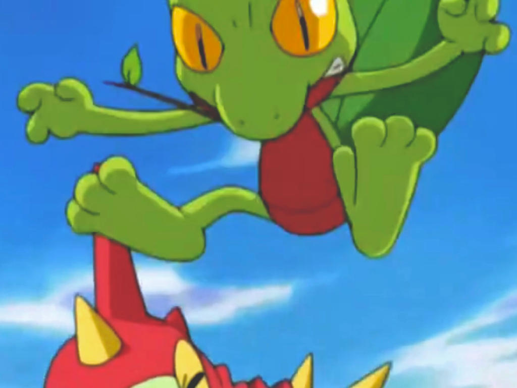 Pokemon Advanced E23 (2003) - Treecko landing by tcontreras32 on DeviantArt