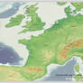 Raised-relief map of part of Europe