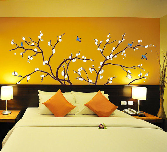 Birds Fly in Plum Tree Wall Stickers