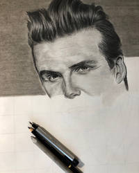 David Beckham charcoal portrait