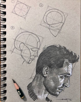 4-Step pencil portrait of Tom Hiddleston