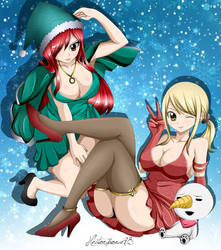 Lucy and Erza happy holidays by Hectorponce98