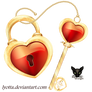 Golden key heart with lock icon