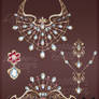 Jewelry DesignSet of gold necklace diadem pendants