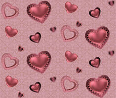 Pink seamless pattern with hearts and ornament