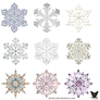 Snowflakes Gold Decor Elements 01