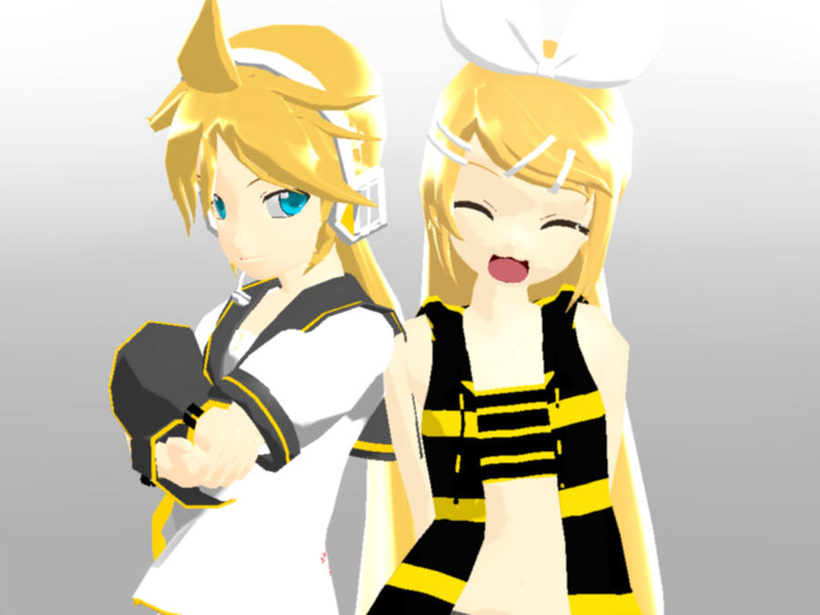 MMD - Blossom Rin and Len by YellowDesuCake on DeviantArt