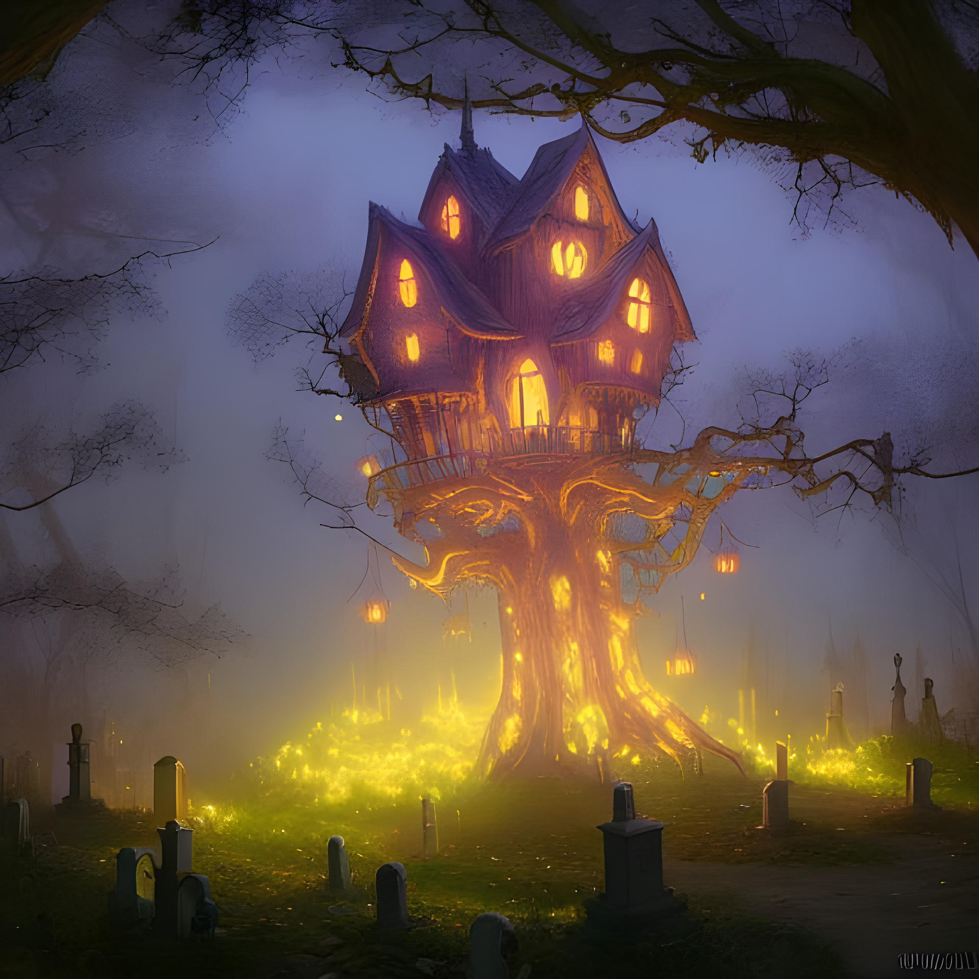 Spooky Treehouse A Spooky Ghost Treehouse by SodaKhanArt on DeviantArt