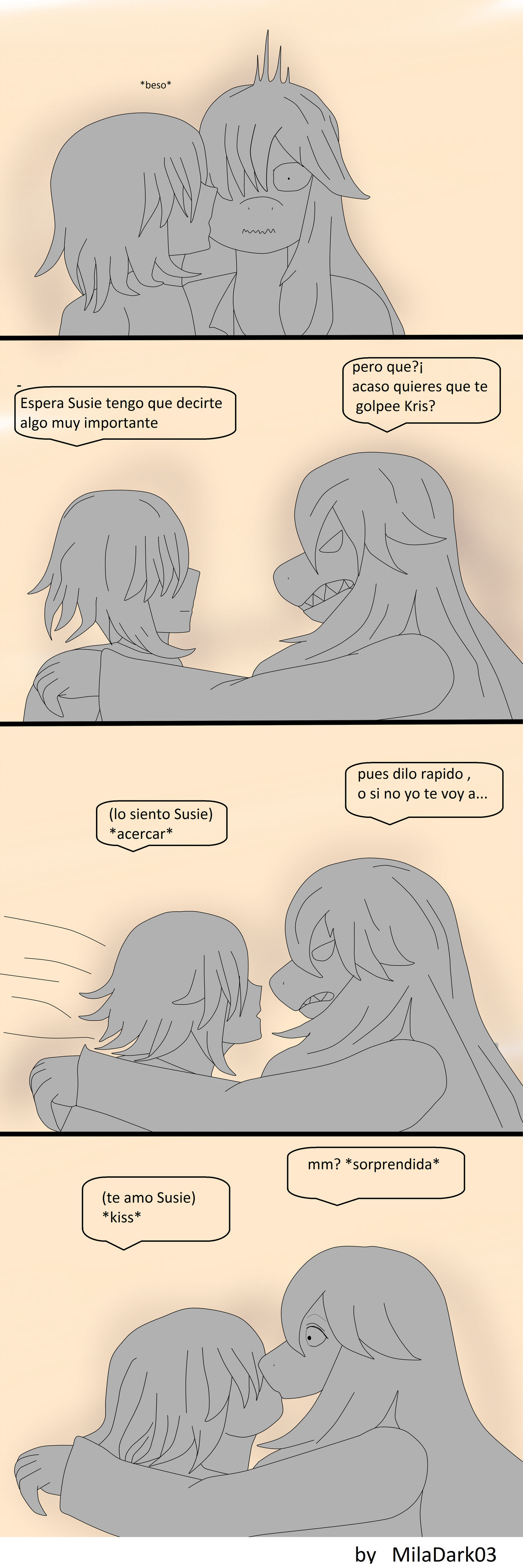 kris x susie comic el beso sorpresa(deltarune) by MilaDark03draw on