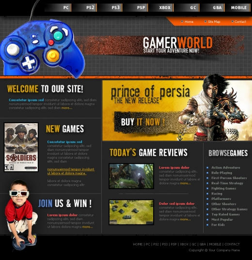 Games layout psd html FREE:4 by 14koles14 on DeviantArt