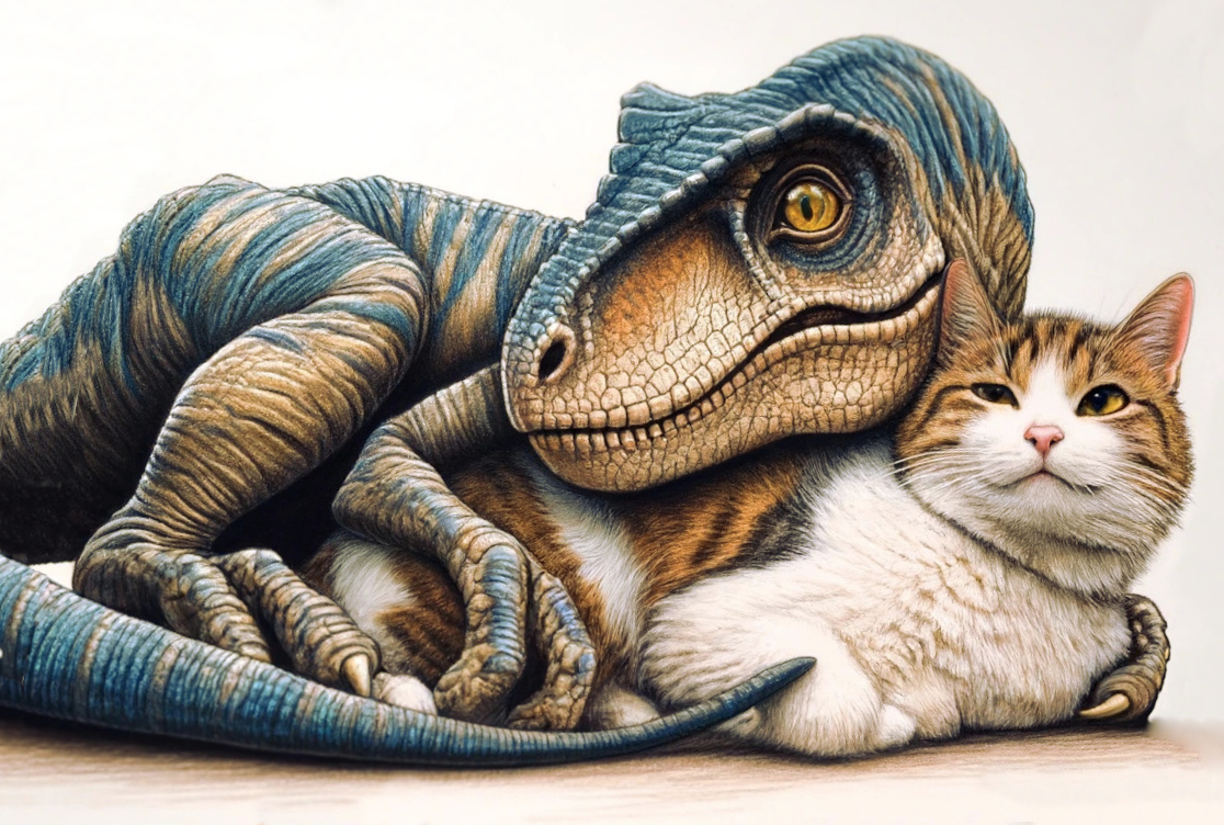 Velociraptor Cat Snuggling by Taylor-eOS on DeviantArt
